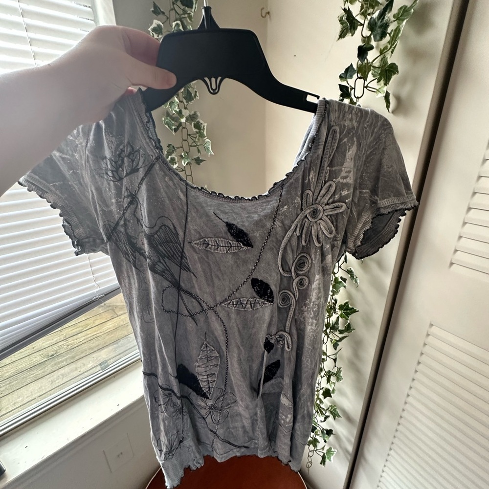 Gray Floral Women's Top